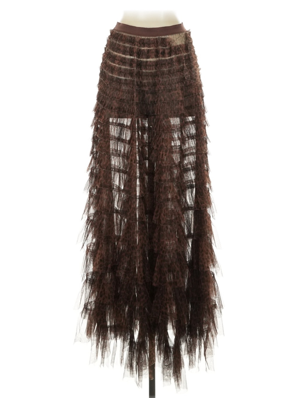 Free People Return of the Ruffle Brown Layered Maxi Tulle Slip Skirt - Picture 4 of 6